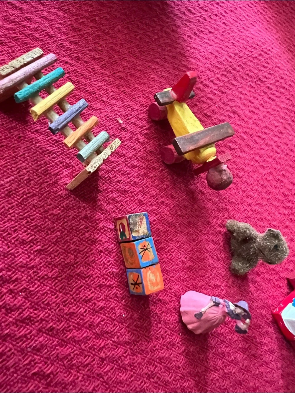 Doll House Furniture Kids Bedroom with Toys and Blue Cradle